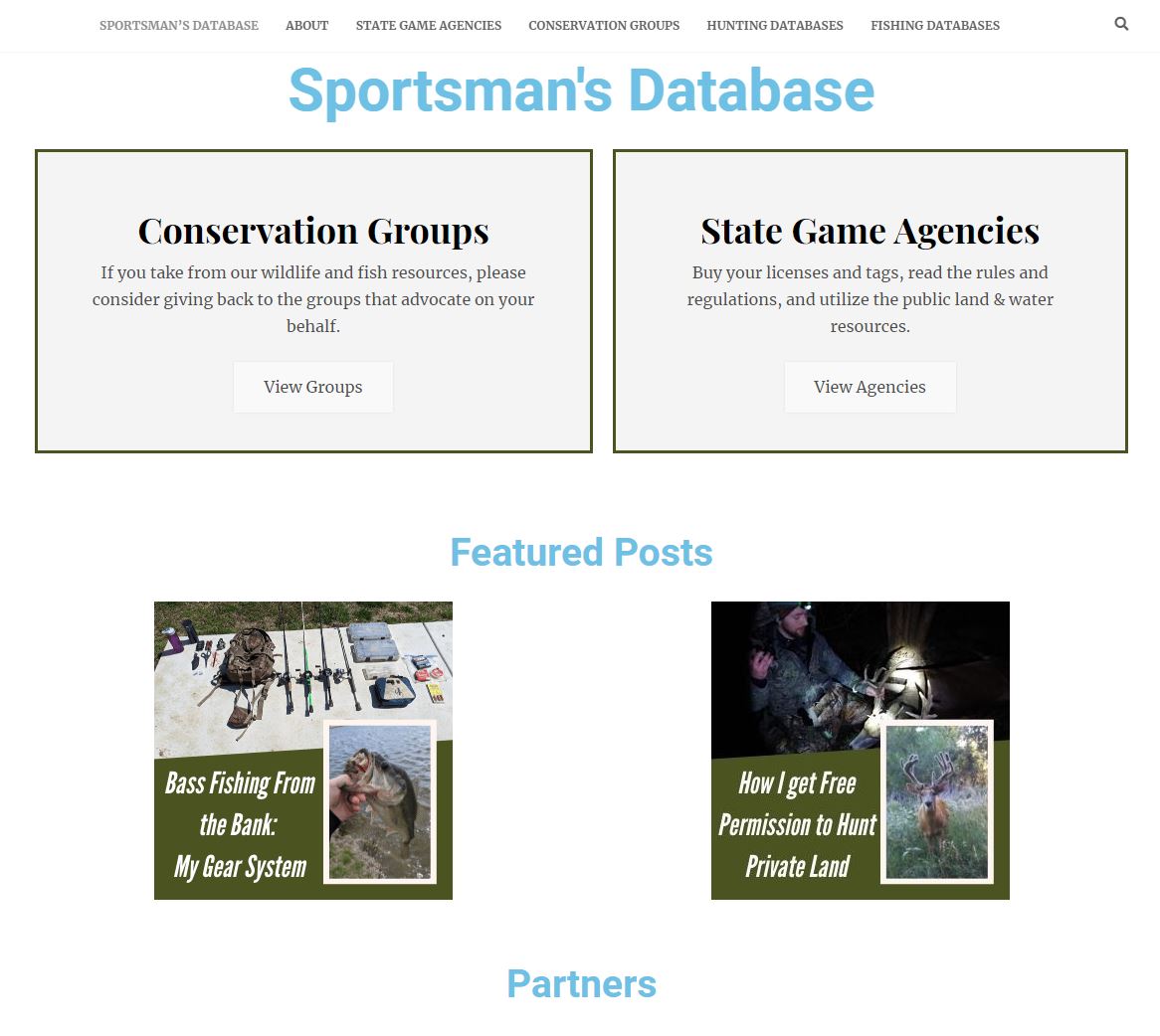 Sportsmans Database Website